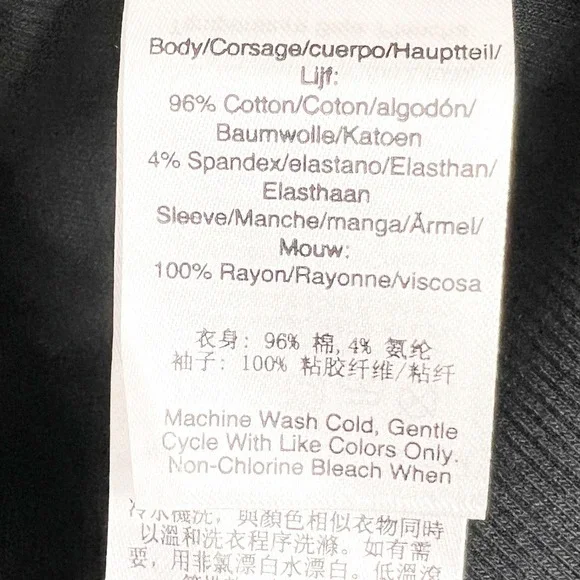 NWT DKNY Jeans Black Ribbed Knit Leopard Print Sleeve Crop Top Women's Size M - Picture 16 of 16